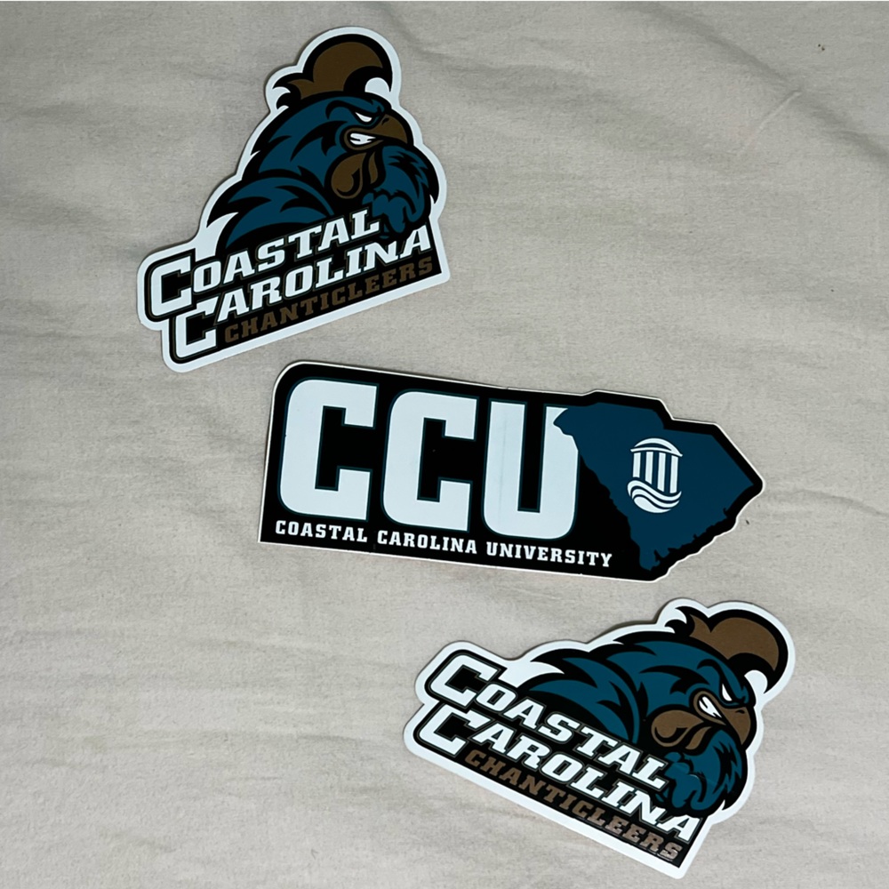 set of three Coastal Carolina University stickers
